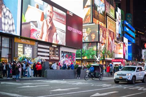 Times Square At Night New York Editorial Image Image Of District