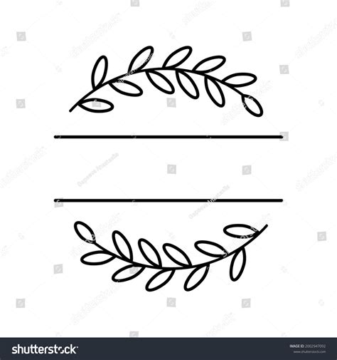 Abstract Branch Wreath Split Monogram Laurel Stock Vector Royalty Free