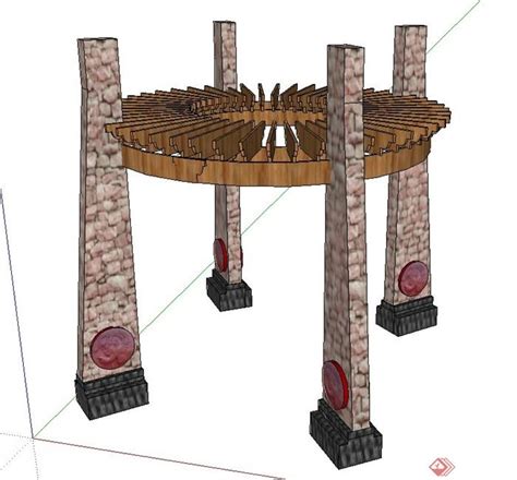 园林景观节点圆形廊架设计su模型
