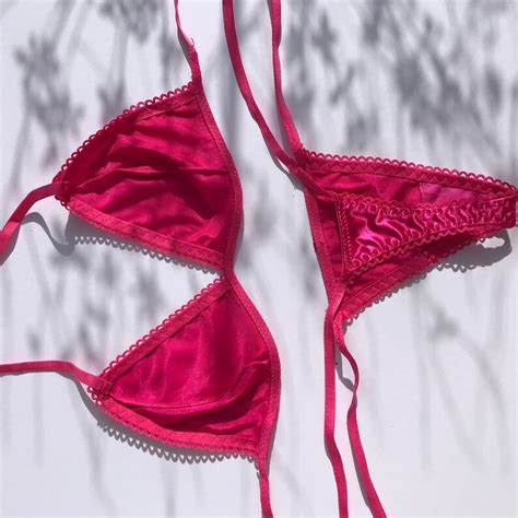 Heiße rosa satin Seide Bikini Dessous Set Höschen BH Bralette Etsy