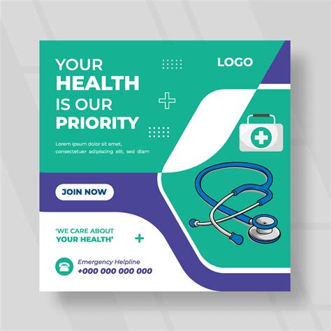 Social Media Post Your Health Is Our Priority Vector Art At