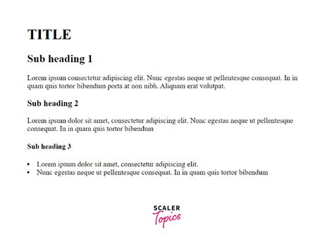 Heading And Paragraph Tags In Html Scaler Topics