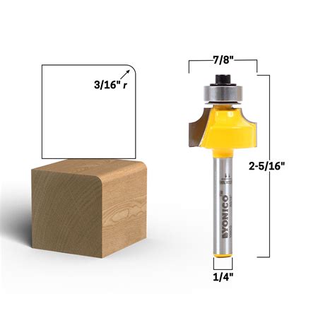 Radius Round Over Edge Forming Router Bit Shank Yonico