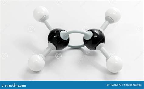 Ethene Molecule Model With White And Black Balls For Chemistry C Stock