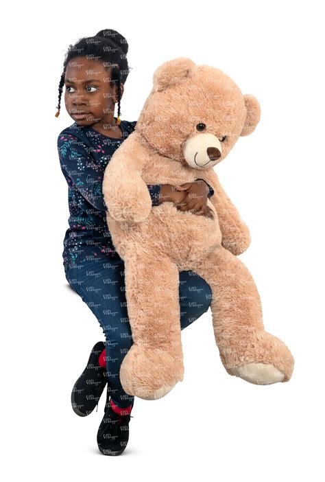 Little Black Girl With A Big Teddy Bear Sitting Vishopper