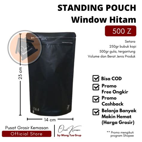 Jual Pouch Padat Super Hitam X Cm Kemasan Kopi Snack Dan Bubuk