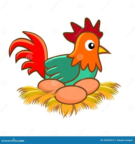 Hen Laying Eggs In Nest Chicken Cartoon Vector Cartoondealer