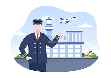 Pilot And Air Hostess Cartoon Illustration Illustration Image Picture