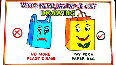 World Paper Bag Day Drawing International Paper Bagday Poster Painting