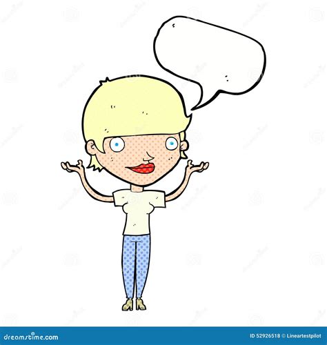 Cartoon Woman Holding Arms In Air With Speech Bubble Stock Illustration Illustration Of Simple