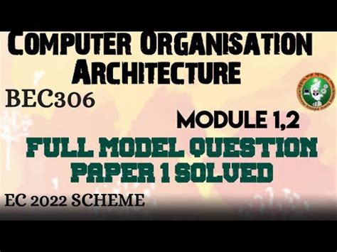 1 Computer Organization Architecture Model Paper 1 Part 1 Soln BEC306