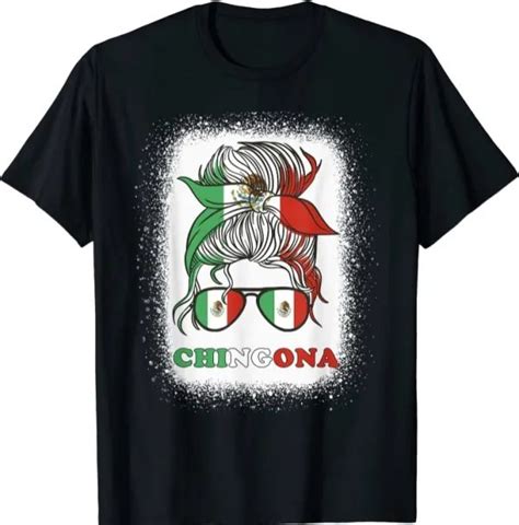 Chingona Girl Mexico Messy Bun Mexican Flag Women Official T Shirt T