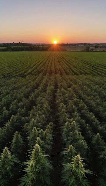 Premium Photo Sunset Over A Legal Cannabis Field In France For