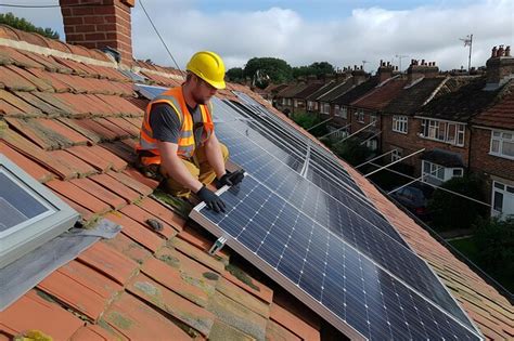 Premium Photo Man Installing Solar Panel On Roof