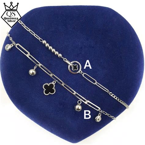 Jual Gelang Tangan Perak Silver Korea Asli 925 Lapis Emas Putih