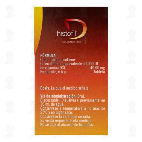 HISTOFIL 4000 UI 60 TABLETAS Colecalciferol 41 OFF