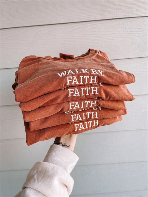 Embroidered Walk By Faith Tee Walk By Faith Tshirt Christian Apparel