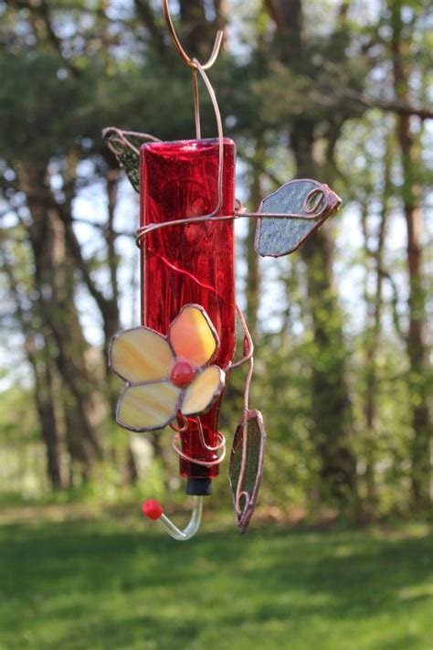 Stained Glass Hummingbird Feeder Feeders