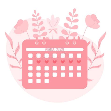 Menstrual Period Calendar With Floral Background Vector Stock Vector