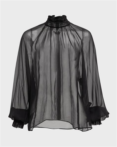 Dolce Gabbana Sheer Chiffon Smocked Blouse Neiman Marcus