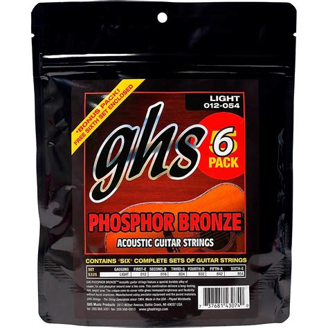 Ghs S325 Phosphor Bronze Light Acoustic Guitar Strings 6 Pack Musician S Friend