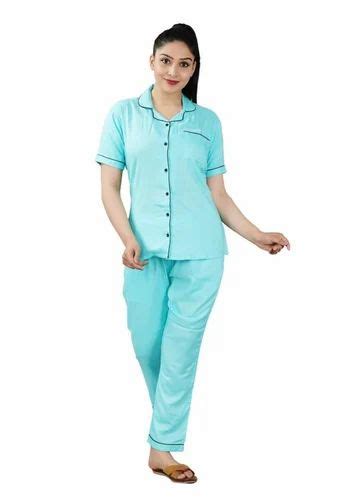 Multicolor Plain Pure Cotton Nightwear Set Shirt And Pyjama At Rs 575