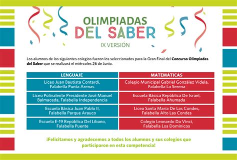 LICEO CONTARDI FINALISTAS EN LAS 9 OLIMPIADAS DEL SABER 2019 Liceo