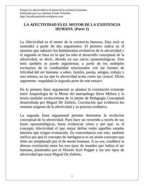 Pdf La Afectividad El Motor De La Existencia Humana Pdf File