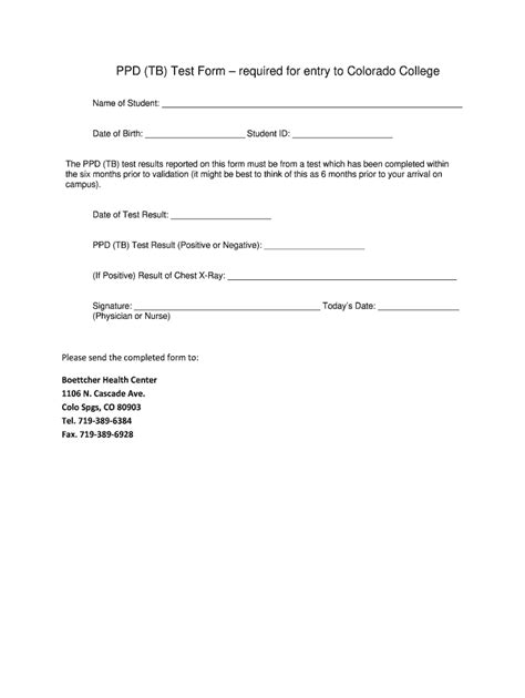 Printable 2 Step Tb Test Form