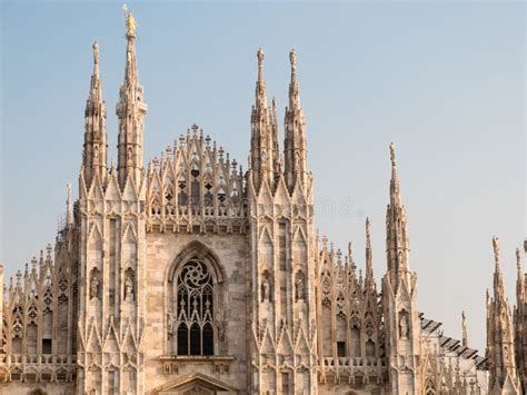 Italian Gothic Facade Of Historic Milan Cathedral Stock Photo Image