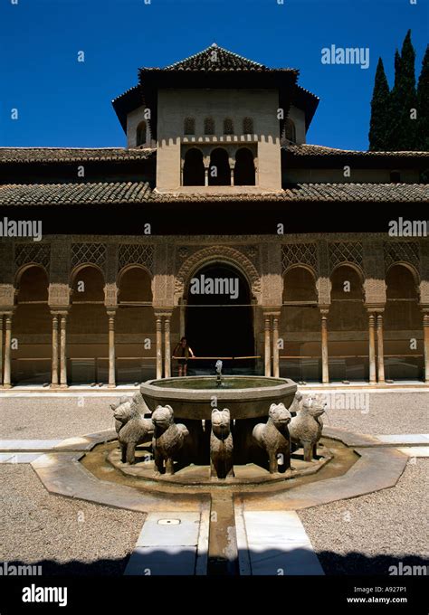 Court Of The Lions Patio De Los Leones At The Alhambra Palace Granada