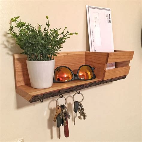 Live Edge Cherry Key Hook Shelf I Made For A Friend Key Holder Diy