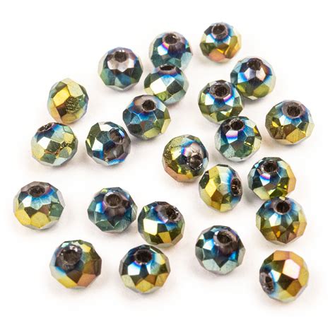 Potomac Crystal Rondelle Beads Metallic Green Iris X Mm Pack Of