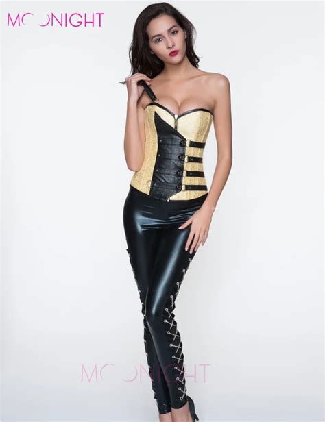 Moonight Sexy Zipper Corset Latex Waist Corsets Overbust Shapewear