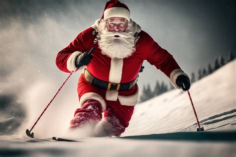 Skiing Santa Claus