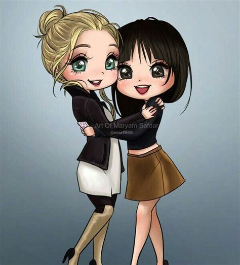 Sisters Hugging Cartoon