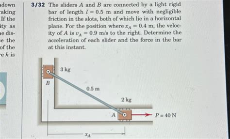 Solved The Sliders A And B Are Connected By A Light Chegg