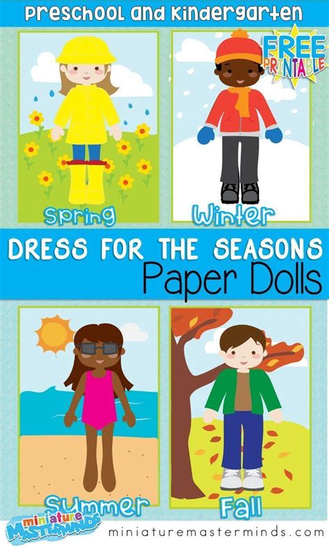 Dress For The Seasons Paper Dolls Free Printables For Kindergarten