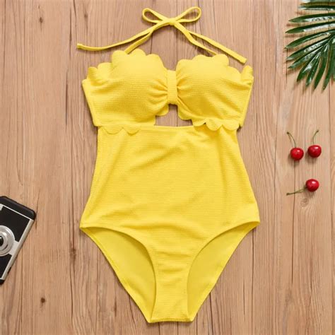 Bowknot Cut Out One Piece Swimwear Push Up Monokini Baths Bodysuit