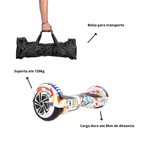 Hoverboard 6 5 Bluetooth Branco Camuflado Skate Elétrico até 120kg