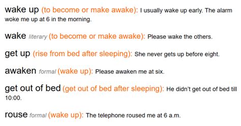 Wake Up Synonyms English Vocabulary