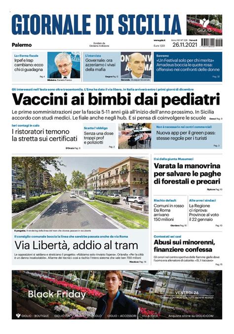 Prima Pagina Giornale Di Sicilia Vaccini Ai Bimbi Dai Pediatri Via