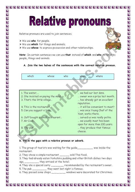 Relative Pronouns Exercises With Answers