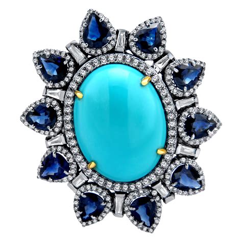 Sterle Paris Turquoise Diamond Sapphire Gold Ring For Sale At 1stdibs