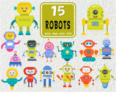 Robot Svg Bundlerobots Vectorrobots Svg Cut Filesprintable Vector