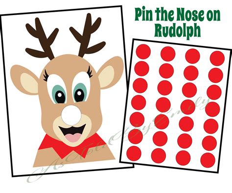 Pin The Nose On Rudolph Reindeer Elf Game Printable Cut Etsy