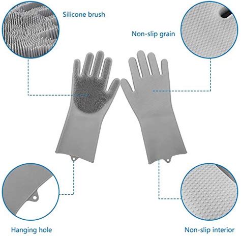 Rbgiit Silicon Dishwashing Gloves With Wash Scrubber Magic Silicone