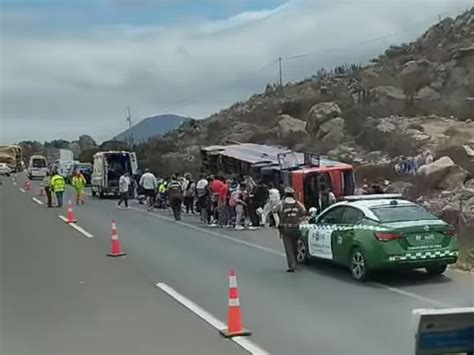 Bus Con 42 Pasajeros A Bordo Vuelca En Ruta 5 Norte Sector Las Tacas