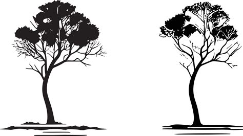 Vector Set Of Plant And Tree Silhouette Illustration Minimalist Tree