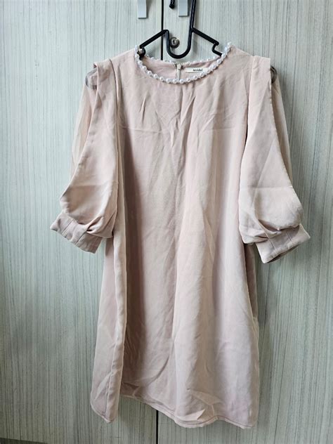 Dress Warna Nude Fesyen Wanita Pakaian Wanita Gaun Rok Di Carousell